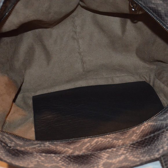 NWOT $2180 Nada Sawaya Brown Python Doulbe Handle Tote Handbag - Picture 7 of 8